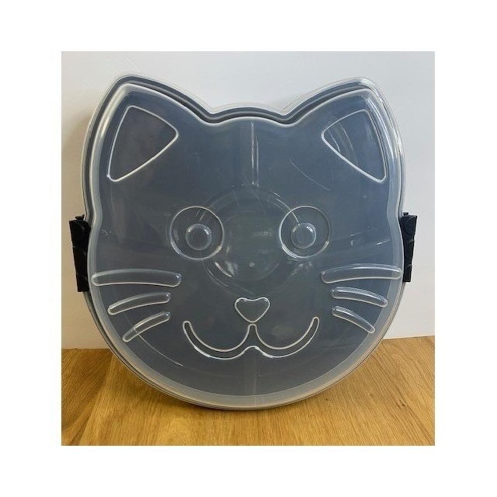 Kolorae Cat Serving Tray Container Black Large Excellent 5-Compartment Snap Lid